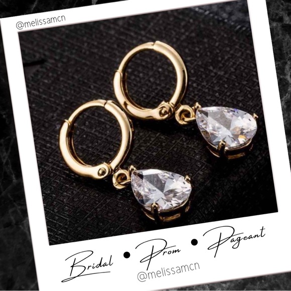 Prom Pageant Bridal Jewelry - White Cubic Zirconia Faux Diamond Drop Earrings